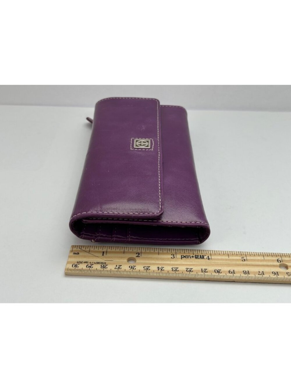 Giani Bernini Purple Leather Wallet Clutch Snap Closure Card Slots Zippered Coin - Picture 10 of 10